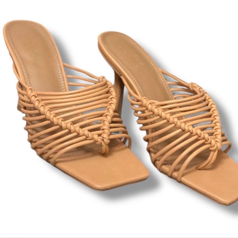 ASOS Tan Women's Woven Boho Kitten Heel Sandals